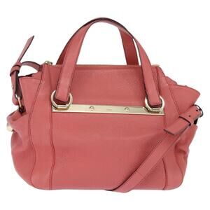 Chloe Bridget Hand Bag Leather 2way Pink Gold Auth BA7368